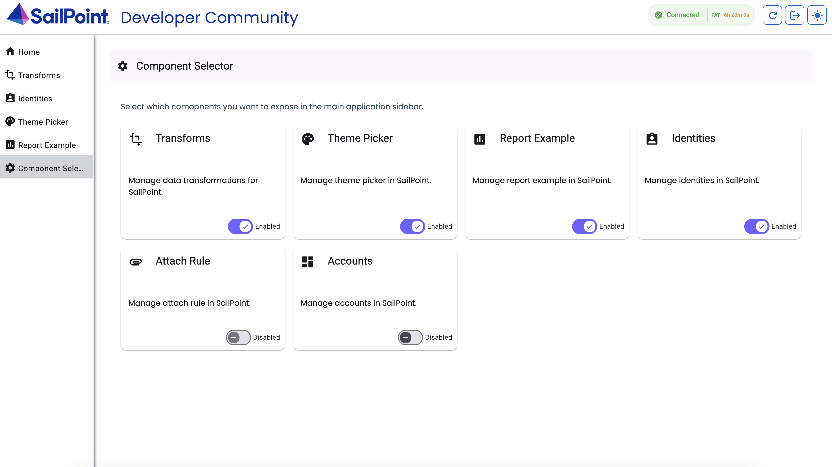 enable account component